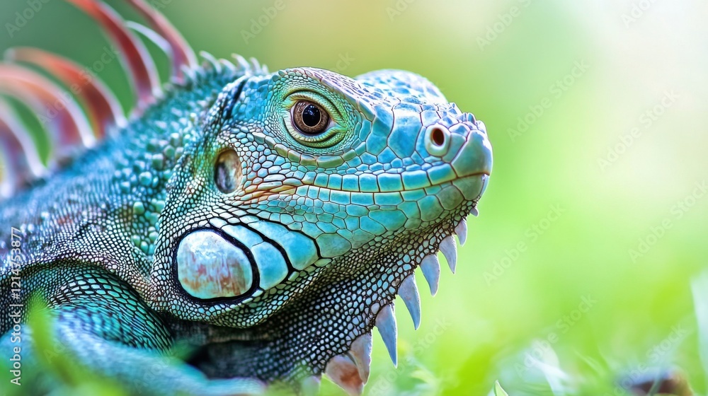 Fototapeta premium Vibrant Iguana in Nature with Professional Lighting