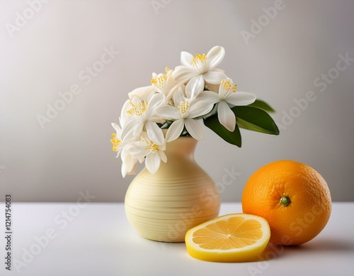 vase and orange