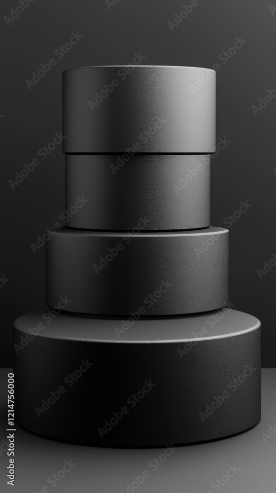 Stack of Black Cylindrical Display Platforms Stack of Black Cylindrical Display Platforms