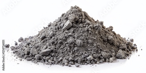 Ash Texture Top View, Isolated White Background - Fine Volcanic Ash Detail