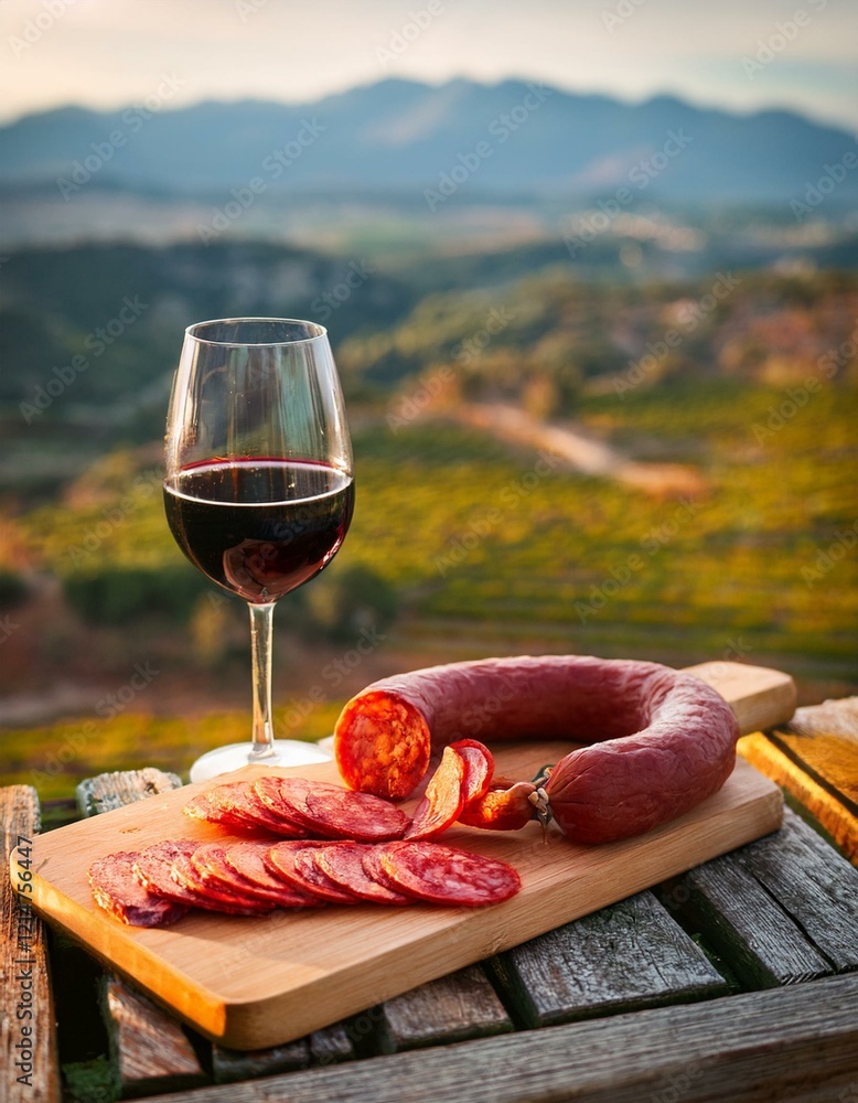 Chorizo and wine