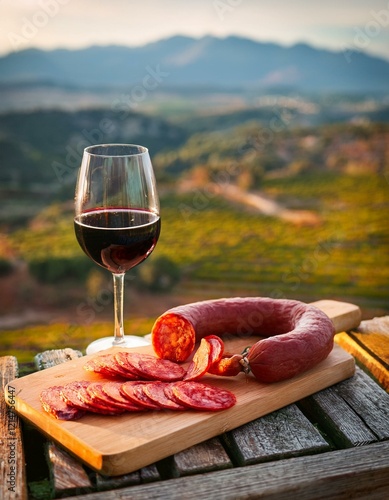 Obraz na płótnie Chorizo and wine w salonie