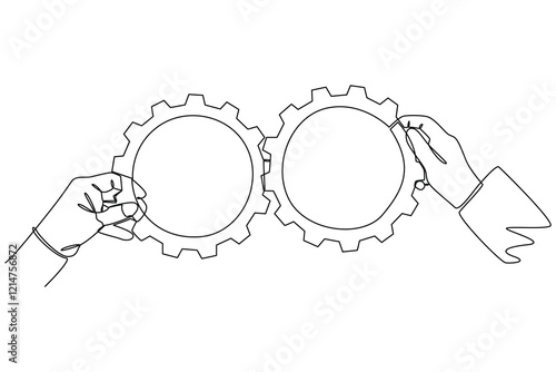 two gears are joined together in a continuous line style