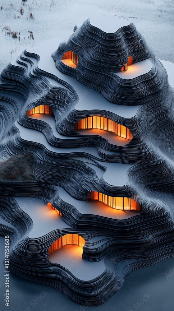 Fototapeta premium Modern Architecture on a Snowy Mountainside
