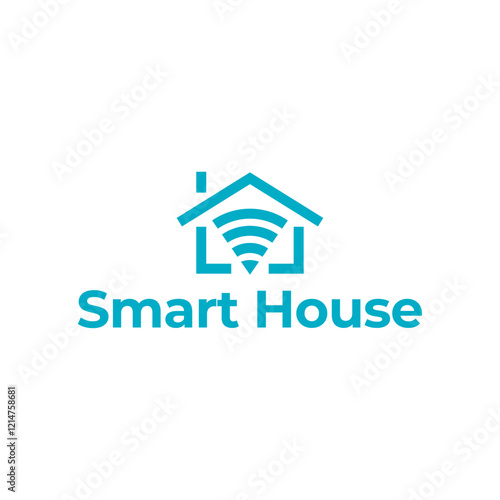Smart house logo. Smart home logo icon with wireless connection concept.