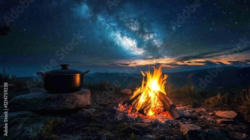 Wallpaper Mural Campfire Under the Milky Way: A Night of Serenity Torontodigital.ca