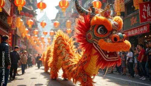 Wallpaper Mural Traditional Chinese dragon dance performance during Lunar New Year celebration. Concept of culture, festival, and holiday. Torontodigital.ca
