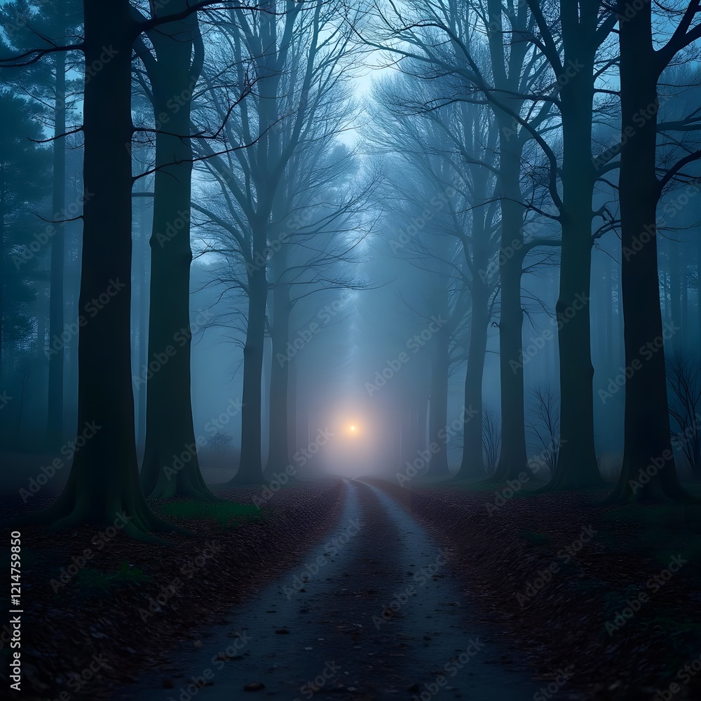 Naklejka premium Enchanting Dusk A Serene Forest Captured in Slow Motion