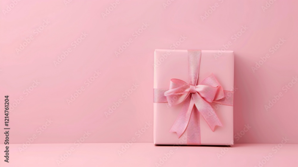 Elegant Gift Box on Pink Background for Minimal Sale Concept Elegant Gift Box on Pink Background for Minimal Sale Concept