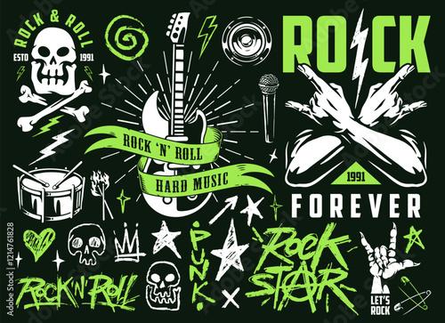 Rock design with musical elements