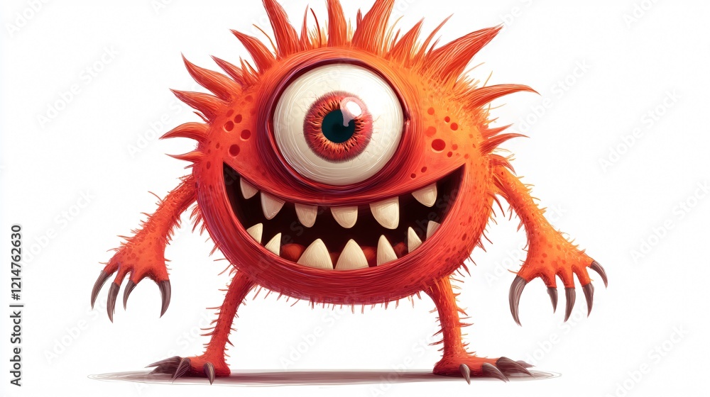 Cheerful One-Eyed Monster Cartoon Character Smiling in Vector Illustration Cheerful One-Eyed Monster Cartoon Character Smiling in Vector Illustration