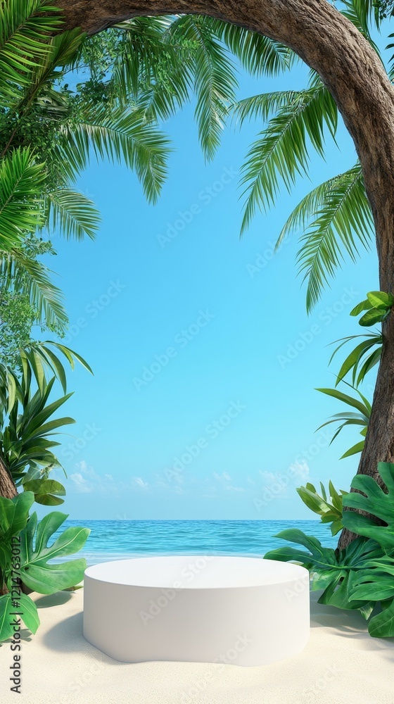 Fototapeta premium Tropical Beach Scene Product Display