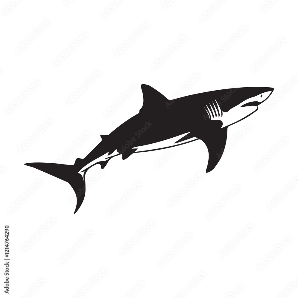 Obraz premium Powerful Shark Silhouette Against a Light Background