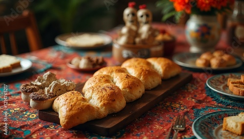 Traditional Guagua de Pan bread for Day of the Dead. Concept of culture, tradition, and celebration.