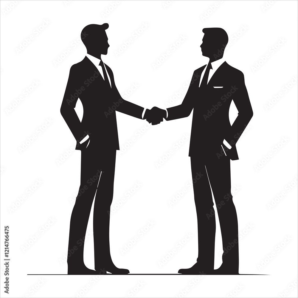 A professional, elegant silhouette image of two businessmen shaking hands. A professional, elegant silhouette image of two businessmen shaking hands.