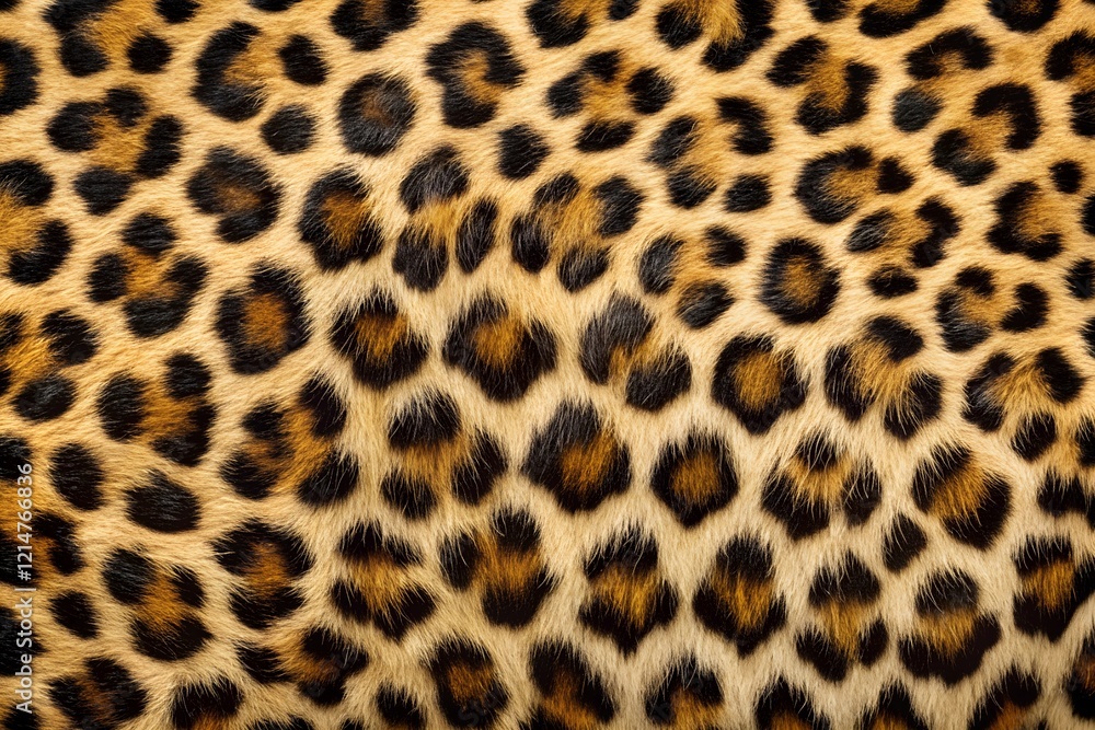 Close-Up of Leopard Fur Pattern. Detailed close-up of a leopard's fur, showcasing its iconic golden-yellow coat with bold black spots and natural texture Close-Up of Leopard Fur Pattern. Detailed close-up of a leopard's fur, showcasing its iconic golden-yellow coat with bold black spots and natural texture