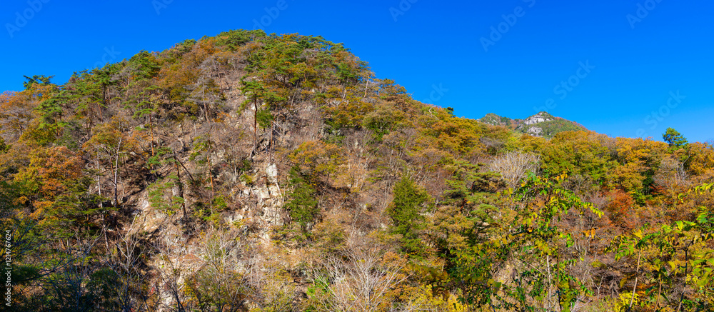 紅葉シーズンの昇仙峡のパノラマ風景 紅葉シーズンの昇仙峡のパノラマ風景