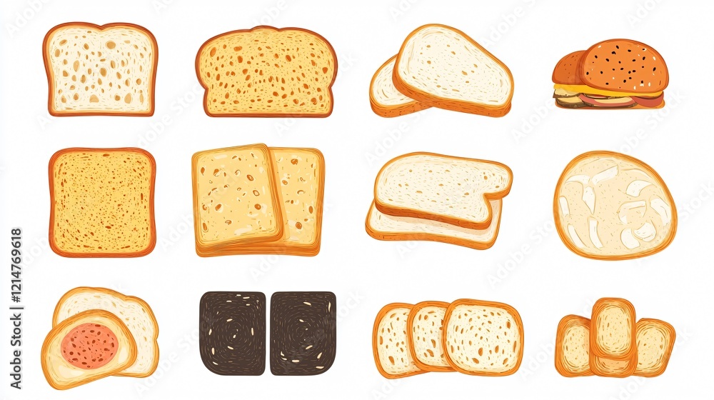 Sliced Bread for Sandwich Isolated on White Background Sliced Bread for Sandwich Isolated on White Background