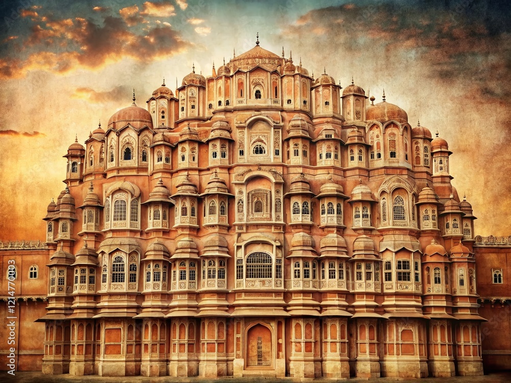 Fototapeta premium Vintage Hawa Mahal Jaipur, Rajasthan, India - Palace Architecture Photography