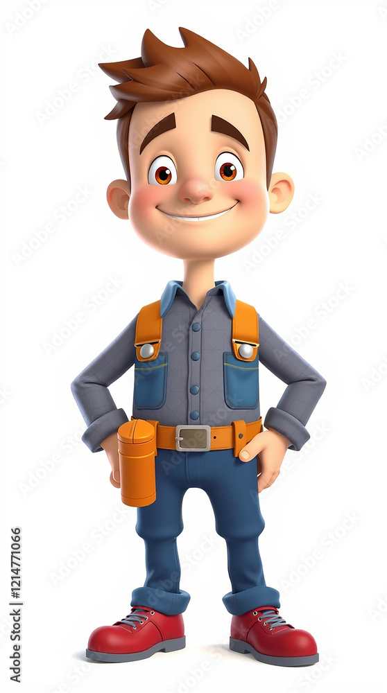 3D cartoon character of a friendly handyman 3D cartoon character of a friendly handyman