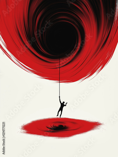 Man Hanging Over Black Hole, Abstract Art