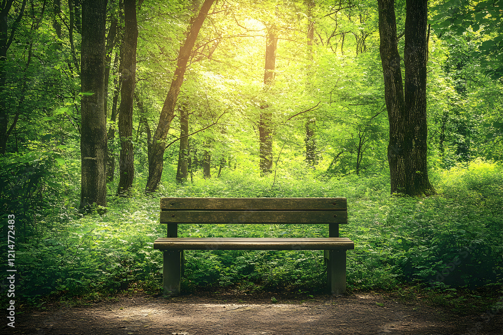 Serene Forest Bench: A Moment of Tranquility Serene Forest Bench: A Moment of Tranquility