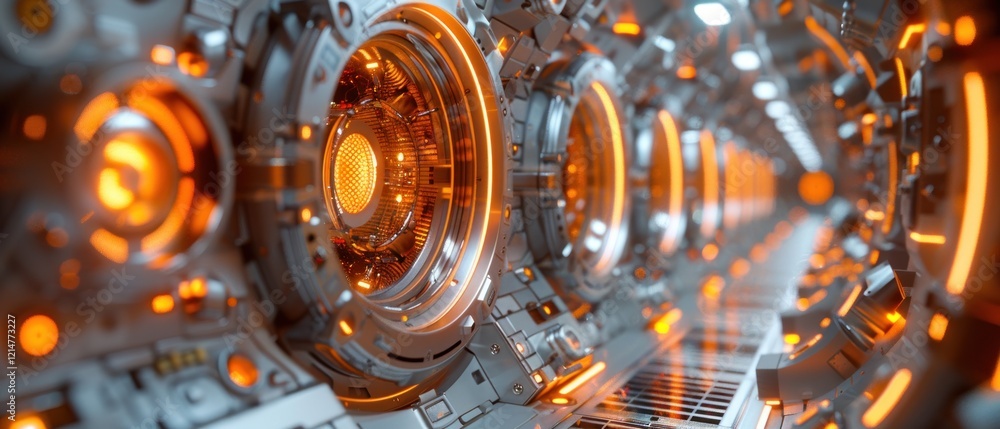 Fototapeta premium Intricate Glowing Mechanical Components: Futuristic Technology Design