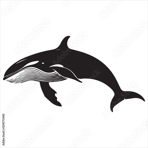 This striking black and white silhouette of a whale evokes a sense of wonder and tranquility.