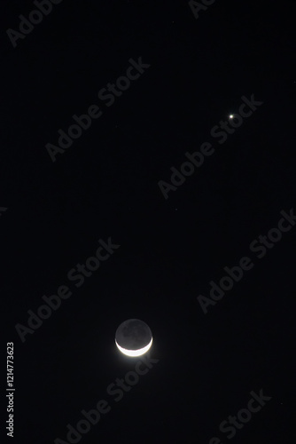 Earthshine is a soft, faint glow on the dark side of the moon. Earthshine occurs when sunlight reflects off the Earth's surface and illuminates the unlit portion of the Moon's surface. photo