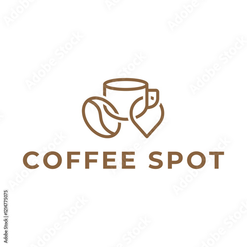 Pin location and coffee logo design illustration