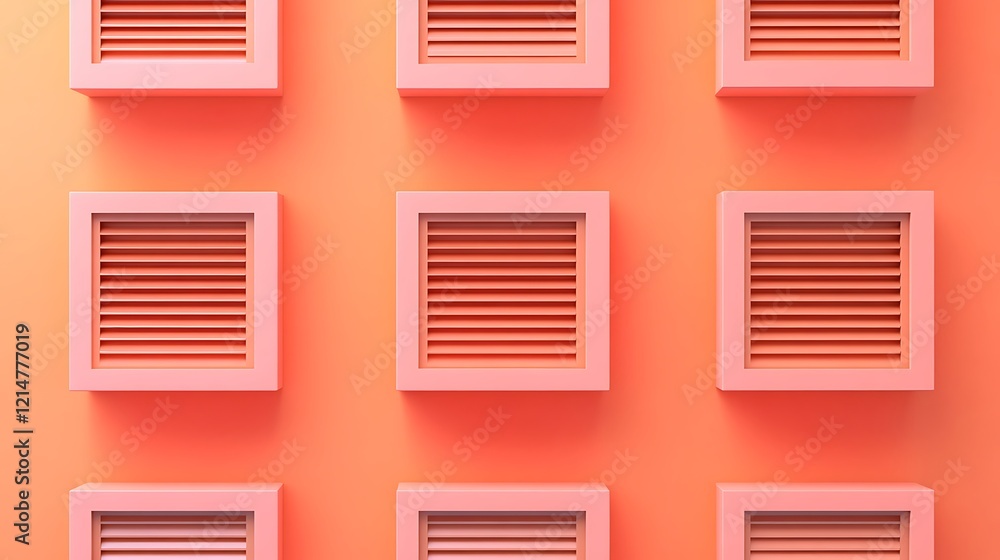 Abstract layout of minimalist vents on a pastel orange background Abstract layout of minimalist vents on a pastel orange background