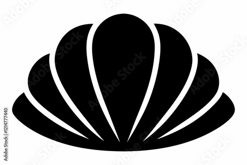 Clamshell Silhouette Vector Icon On White Background.