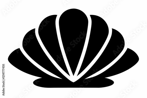Clamshell Silhouette Icon - Smooth Shape On White Background.