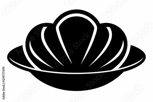 Clamshell Silhouette Vector Icon On White Background.