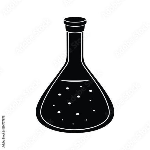 volumetric flask vector silhouette on white