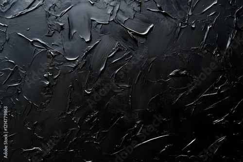 Abstract Black Texture: Impasto Painting photo