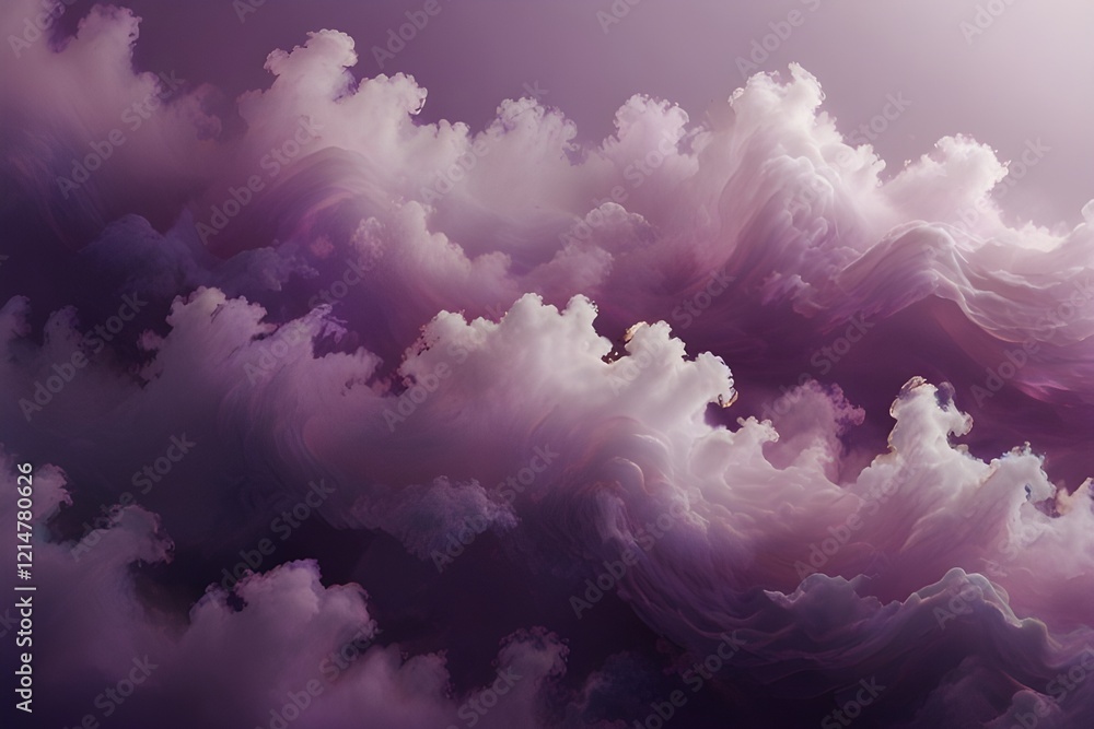 Fototapeta premium light purple and violet waves for clouds, fog or mist - abstract romantic background with stylized digital gradient and simple organic shapes Generative AI