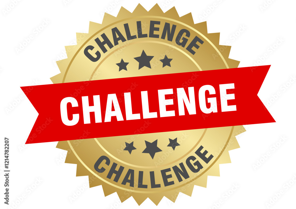 challenge. challenge round red and gold label isolated on transparent background challenge. challenge round red and gold label isolated on transparent background