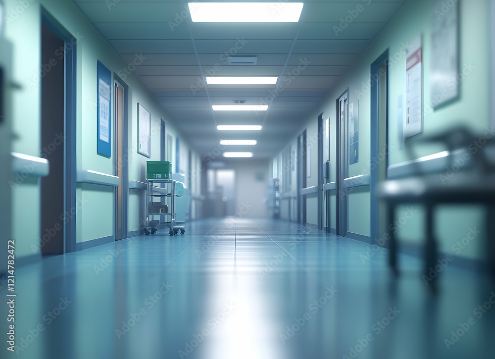 Empty Hospital Corridor: A Sterile and Quiet Atmosphere Empty Hospital Corridor: A Sterile and Quiet Atmosphere