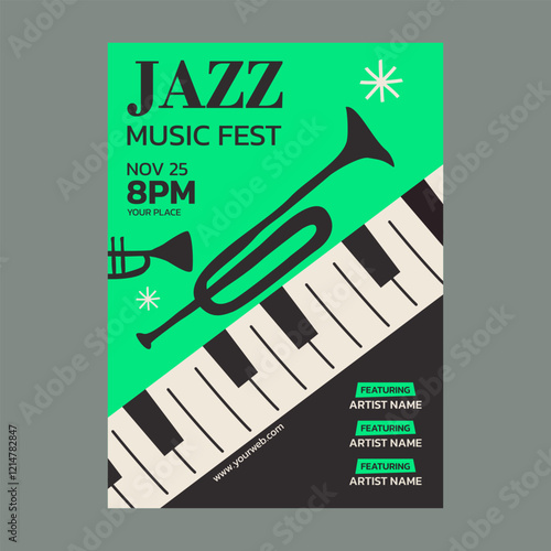 Jazz music poster design template