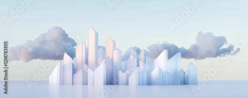 Surreal city skyline blending organic forms and sharp angles reflecting urban energy and movement. photo