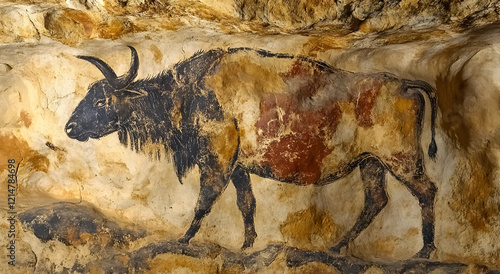 Ancient Cave Painting: Bison in Chauvet Cave