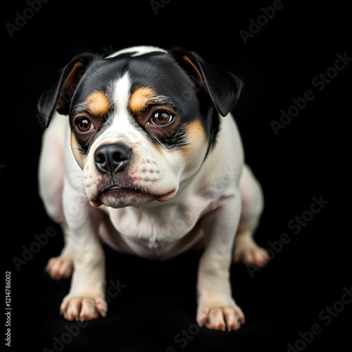 sad dog Jack Russell terrier, unhappy dog on a black background, offended dog photo