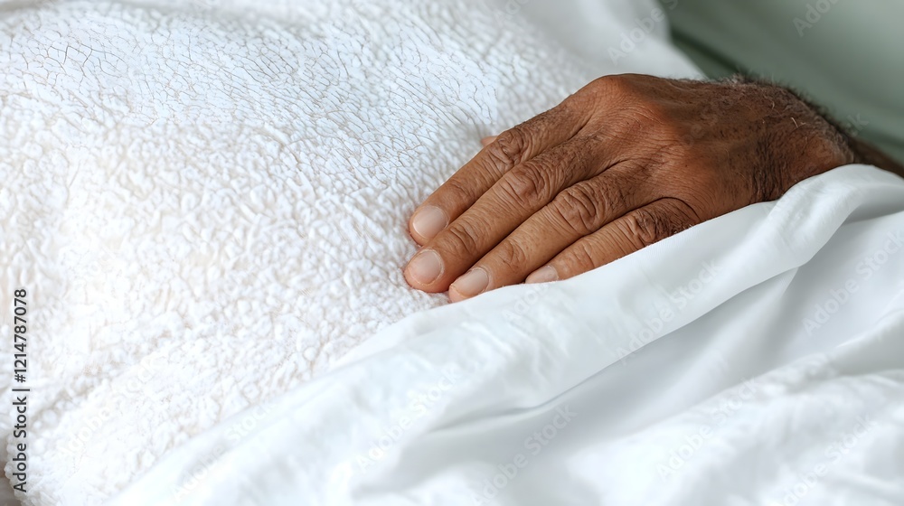 Fototapeta premium Older Adult Suffering from Shingles Rash While Resting in Bed