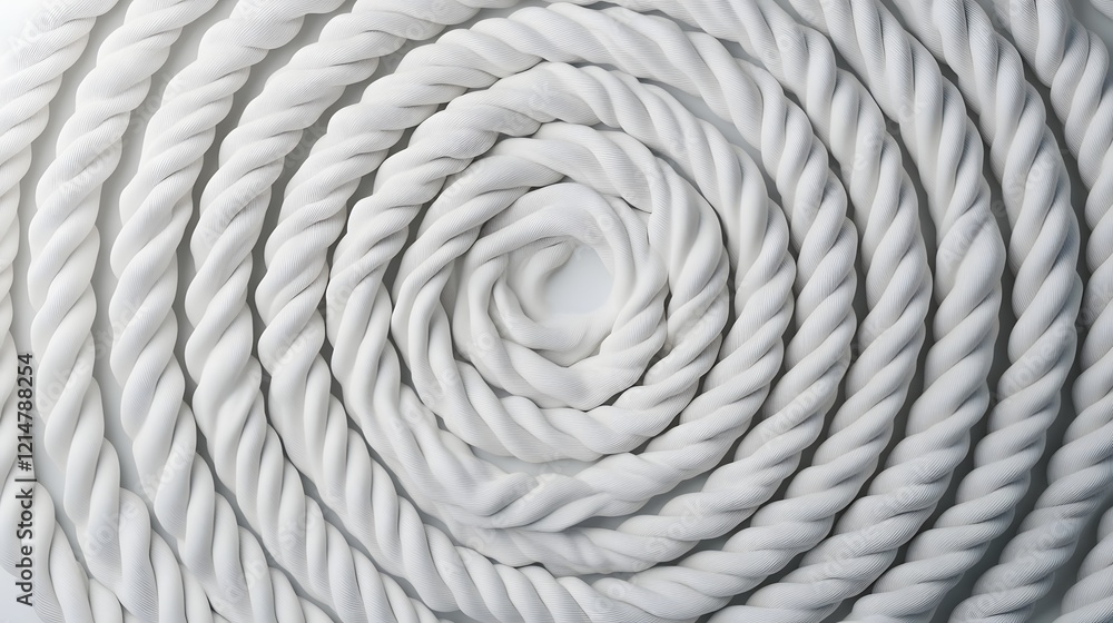 Intricate Spiral Pattern of White Rope in 3D Geometric Design Intricate Spiral Pattern of White Rope in 3D Geometric Design