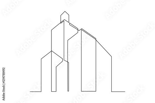 Single continuous line drawing Efficient design strategies. Building architecture property isolated minimalism concept. Dynamic one line graphic design vector illustration on white background