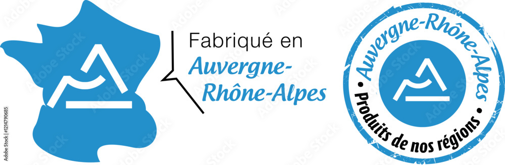 Logo fabriqué en Auvergne-Rhône-Alpes produits de nos régions Logo fabriqué en Auvergne-Rhône-Alpes produits de nos régions