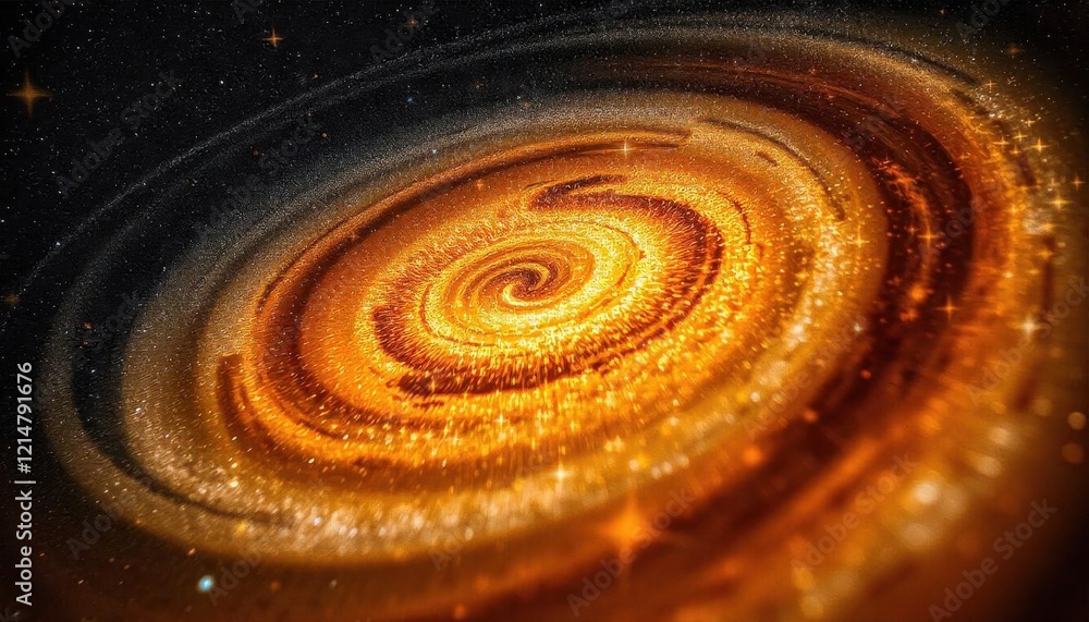 Mesmerizing Golden Spiral Galaxy in Dark Space