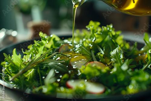 Olive Oil Pours onto a Fres...