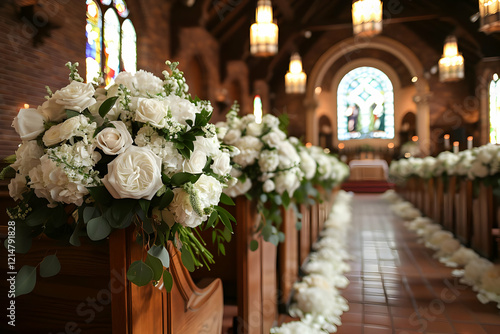 White Flowers Adorn Church ...